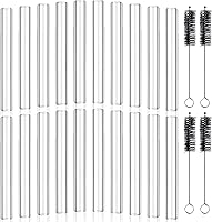 Worldity 20pcs 6" Borosilicate Glass Blowing Tubes 12mm OD 9mm ID 2mm Thick Wall + 4 Brushes - High Temp for Lampworking Crafts
