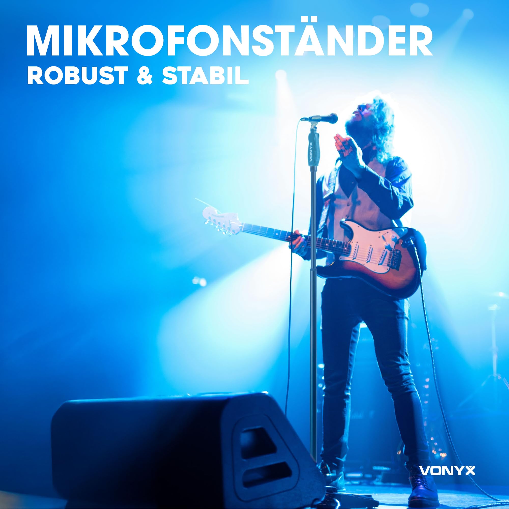 Vonyx MS110 Mikrofonständer – Höhenverstellbare Mikrofon Halterung mit Einhand-Kupplung, Mikrofon Stativ, Stabiler Gusseisen-Sockel, Mikrofon Ständer für Bühne & Studio, Microphone Stand