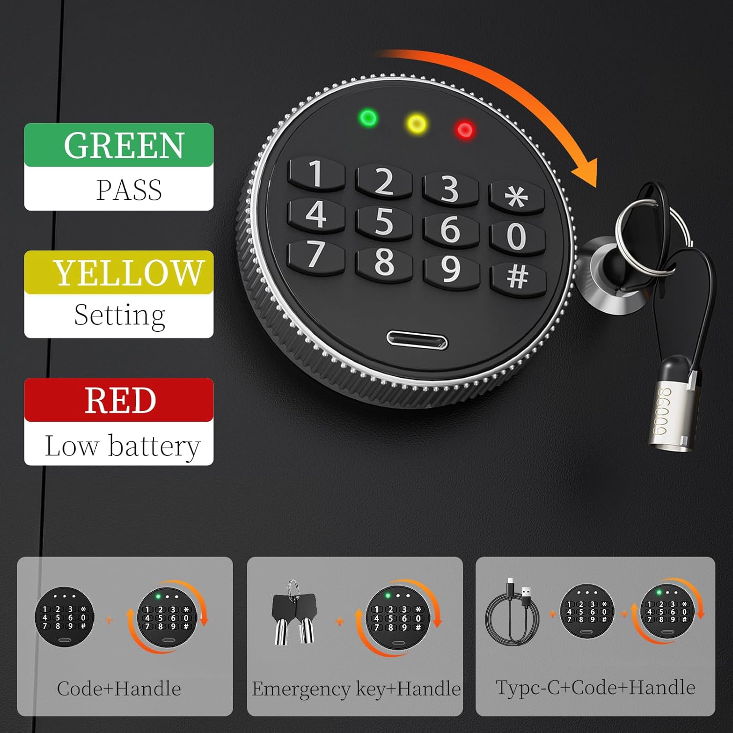 WASJOYE Large Home Cabinet Safe Box - 3.5 Cubic Feet Fireproof Security Safes with Digital Keypad Key Lock Type-C Port, Heavy Duty Safe Box for Home Office Hotel Document Jewelry Passport Storage