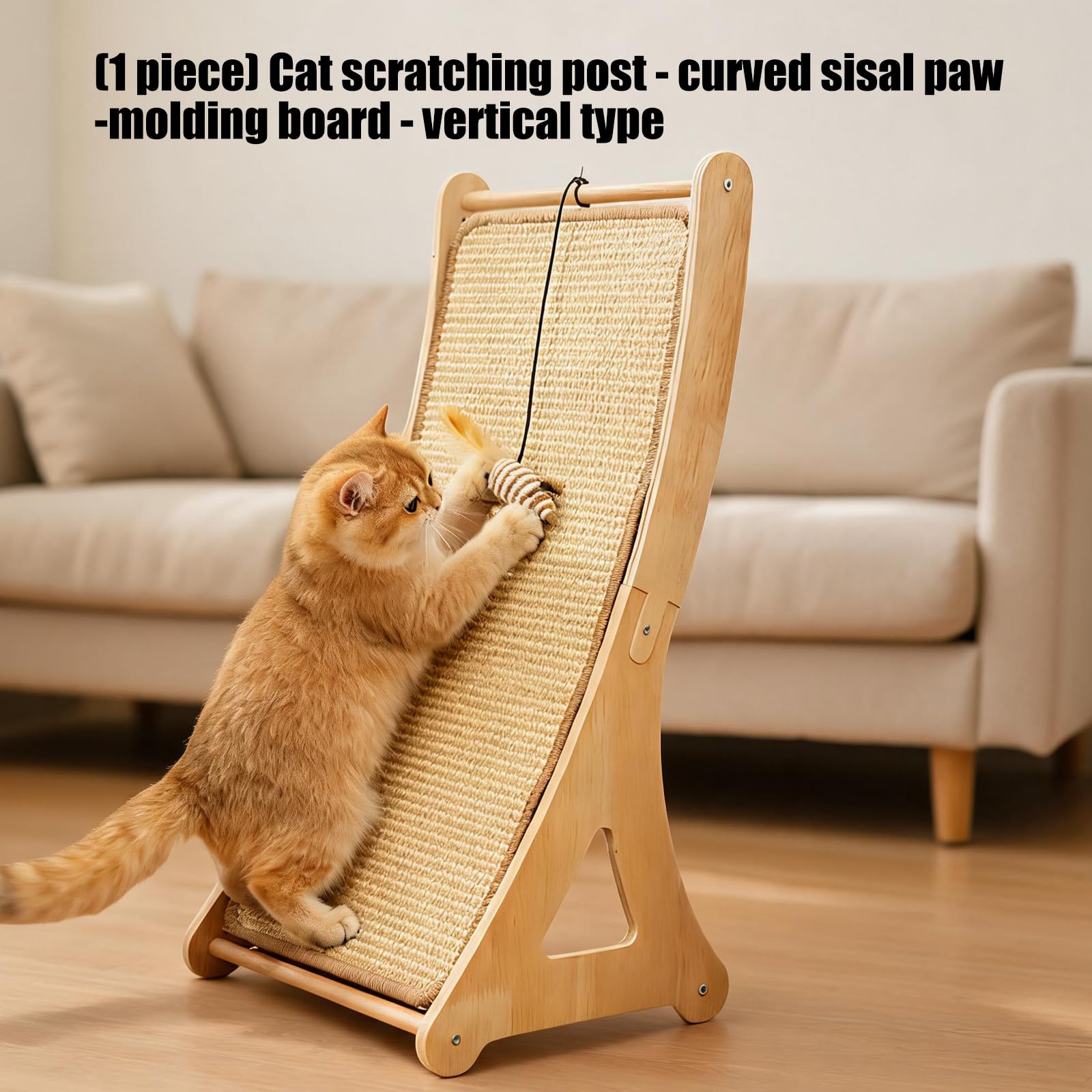 Vertikaler Katzenkratzer, Sisal und Holz Kombination, aktives