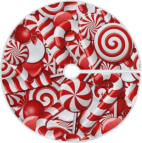 Falda de árbol de bastones de caramelo rojos de 36 pulgadas, tapete de árbol de invierno de Navidad, suministros de fiesta para interiores y