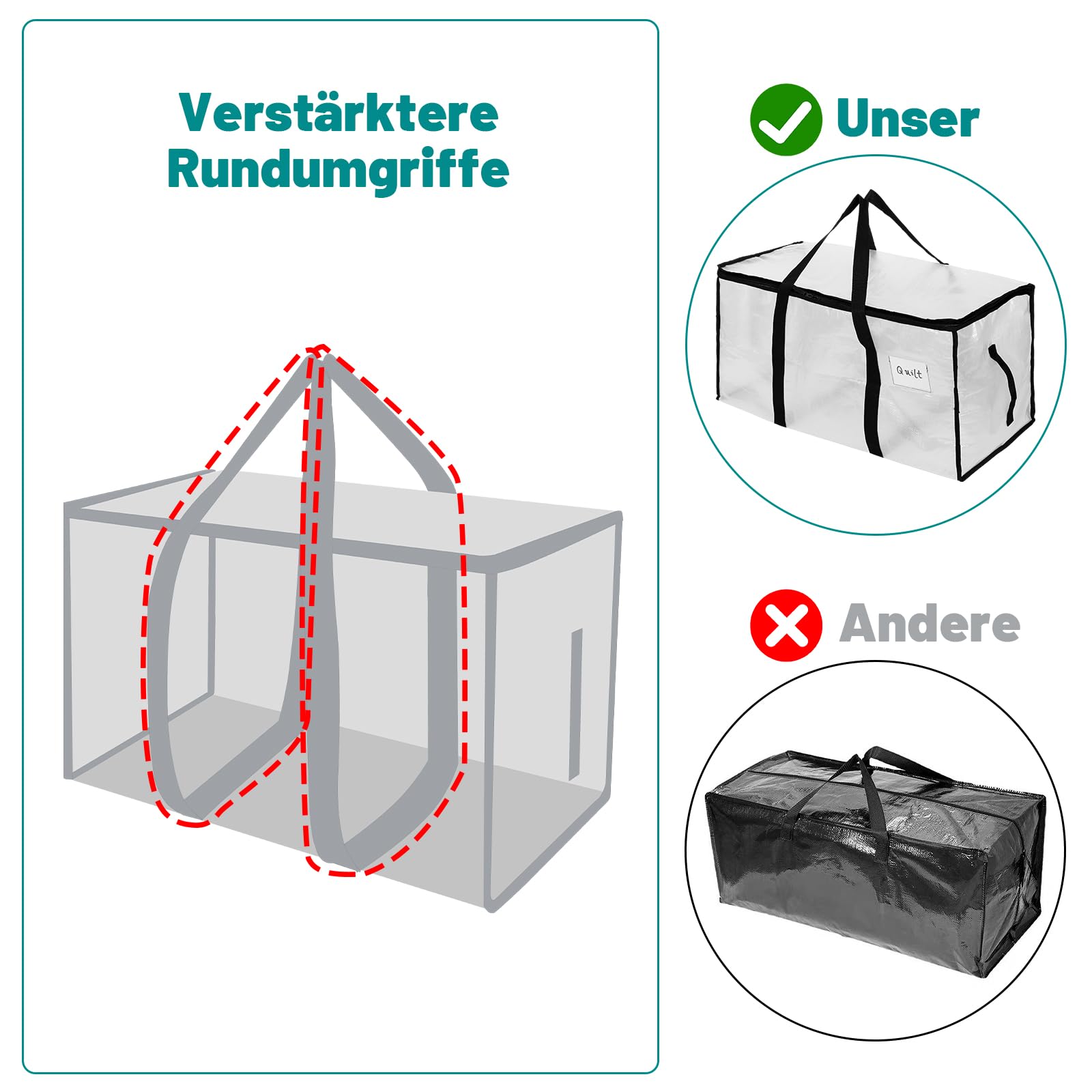 Dntorx 10 unidades de 90 l grandes bolsas de almacenamiento con tapa, cajas de mudanza transparentes grandes con asa de cremallera, bolsas de mudanza para mudanzas, camping, ropa de cama