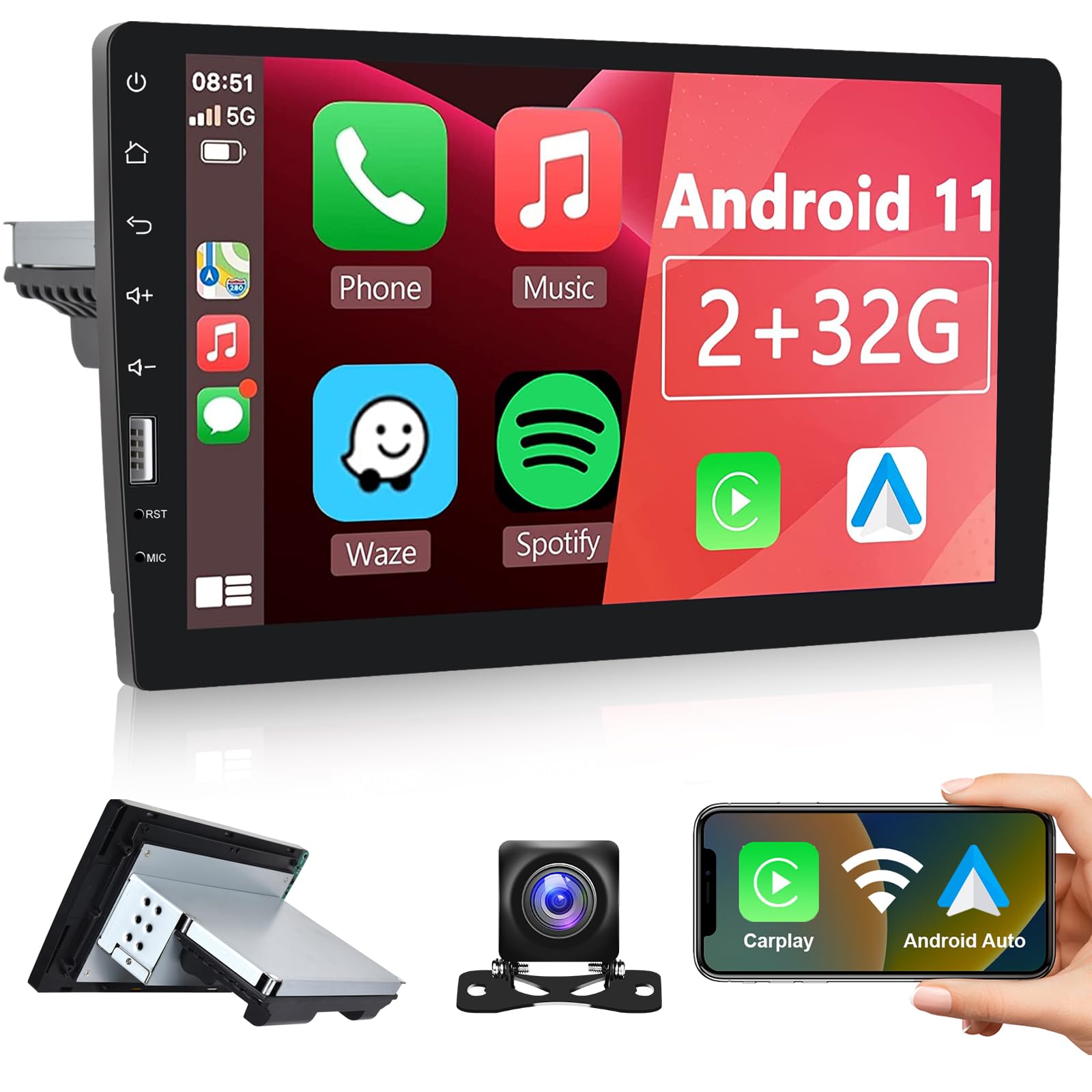 Amazon.co.jp: Hodozzy 2G+32G Android 12 の単一の喧騒の車のステレオ