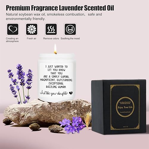 Miniatura 2 de Divertida vela de regalo para mamá papá de hija 7 onzas de cera de soja lavanda perfumada de largo tiempo de combustión para mamá, regalos únicos