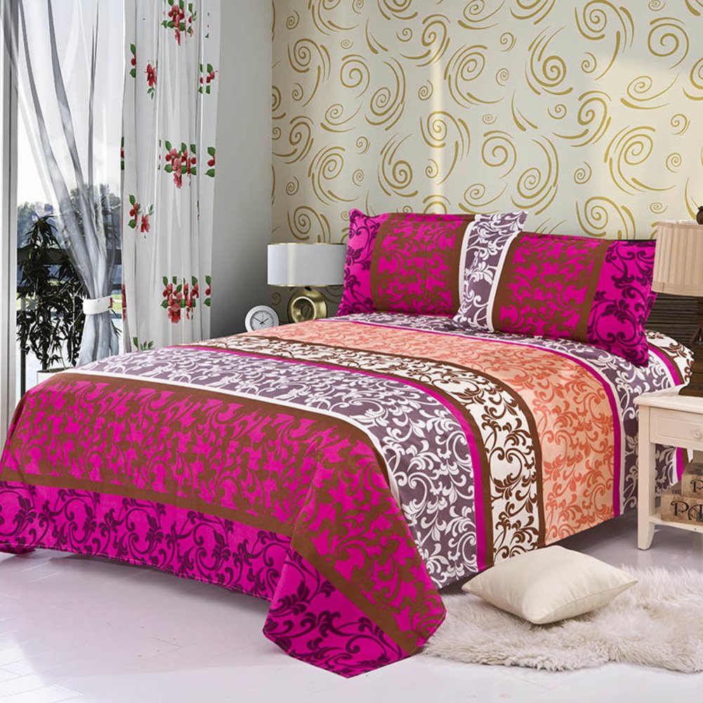 Feuille imprimée seule bande double M drap plat 230x230cm linge de lit