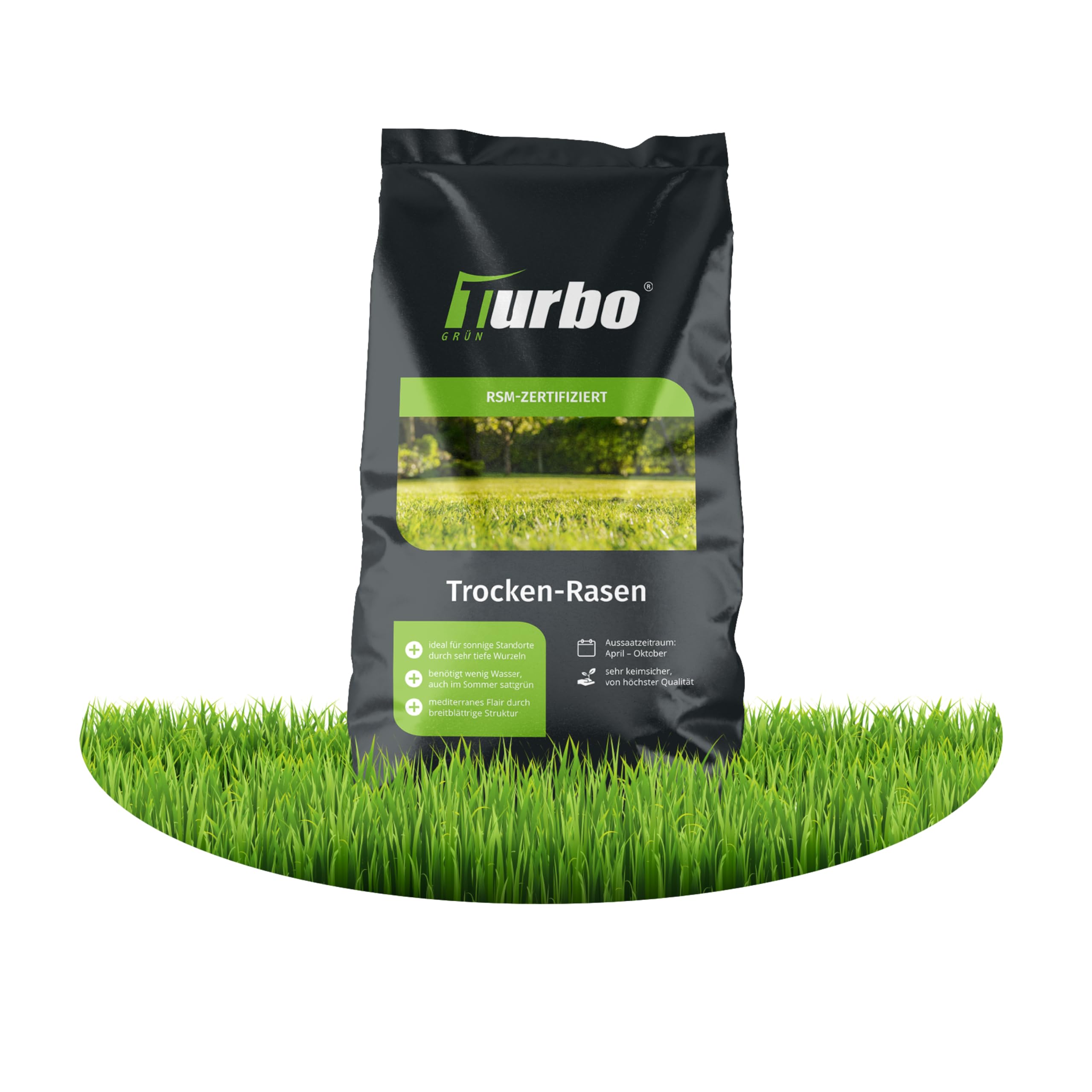 Trockenrasen, Rasensamen, 3kg für 105m², Trockenrasen Samen, Grassamen, Ideal zur Neuanlage, Für sonnig Standorte, Rasensaat, Nachsaat, RSM Qualität, Turbogrün