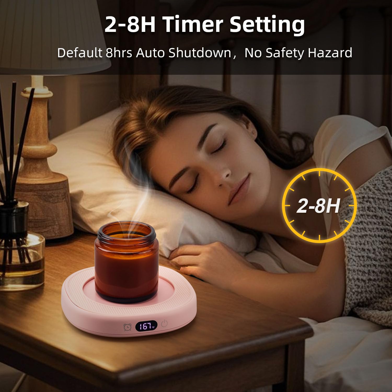 Juego de tazas de café con calentador de tazas y tazas inteligente con calefacción para computadora, oficina, 4 calentadores de té y café, 8 horas de apagado automático, regalo ideal para mujeres