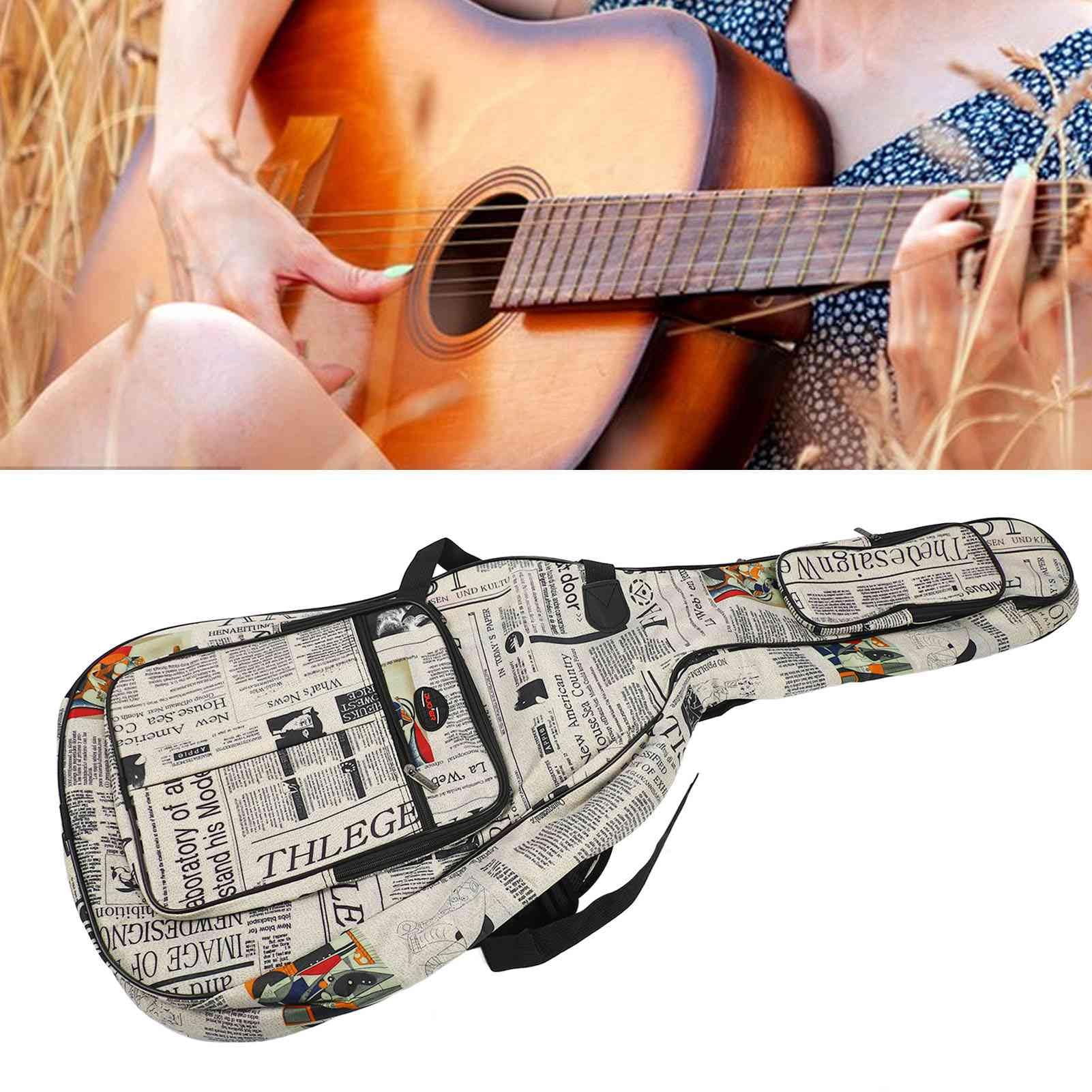 Borsa per chitarra in tessuto Oxford 600D resistente all'acqua, custodia per chitarra acustica con spallacci regolabili, imbottita per chitarre da 41” (40 pollici)
