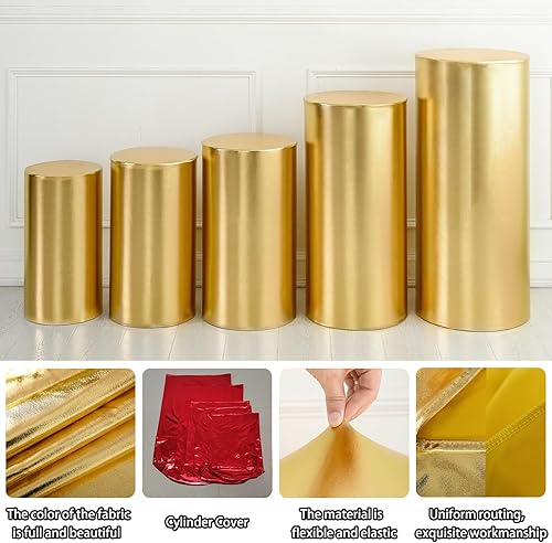 Miniatura 3 de wangdahua Cubiertas de soporte de cilindro para fiesta, cubiertas de tela elástica bronceadora para soportes de pedestal de cilindro de metal, 3