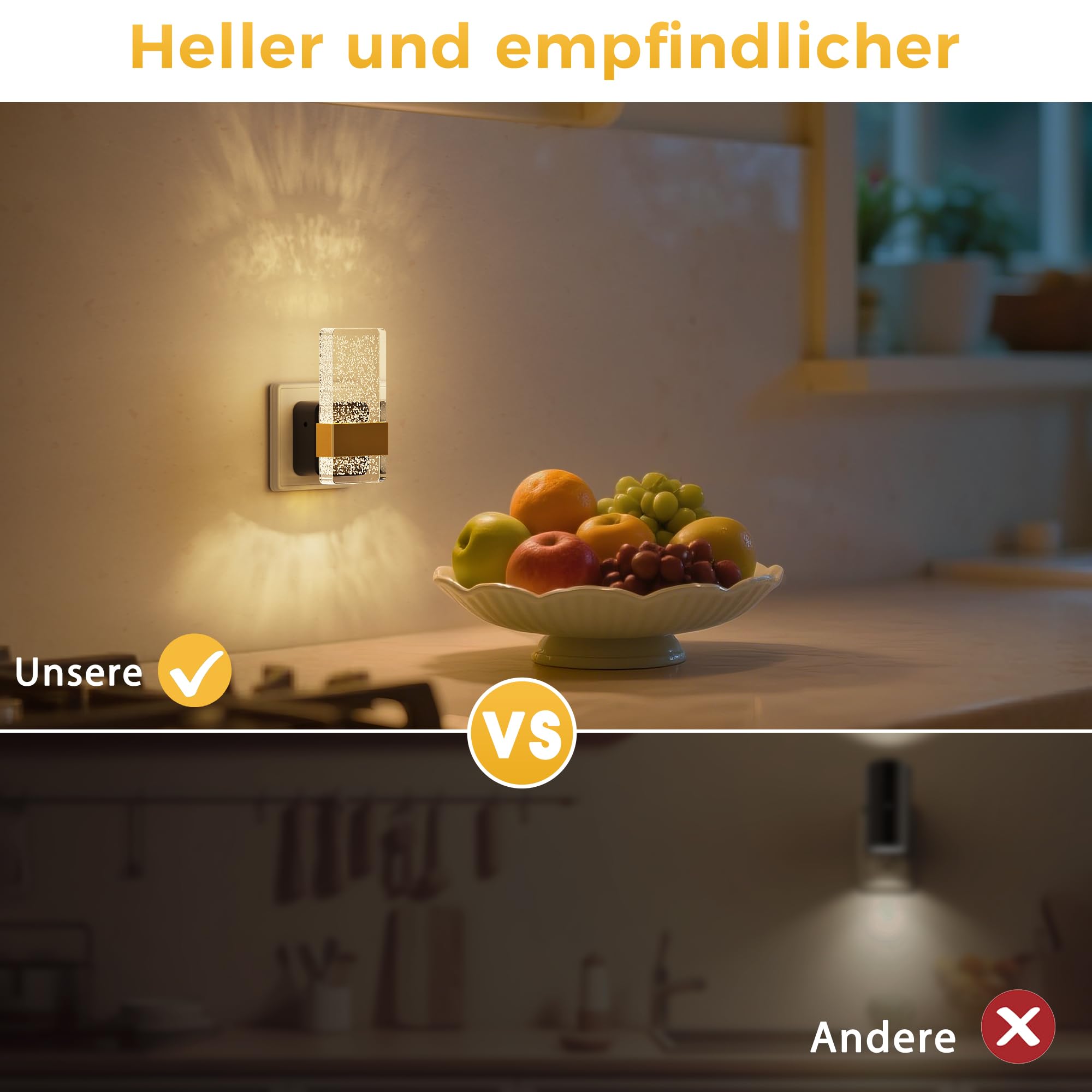 1 Pack] Veilleuse à Capteur Crépusculaire, Blanc Chaud 3000 K, Idéale Pour Les Couloirs, Les