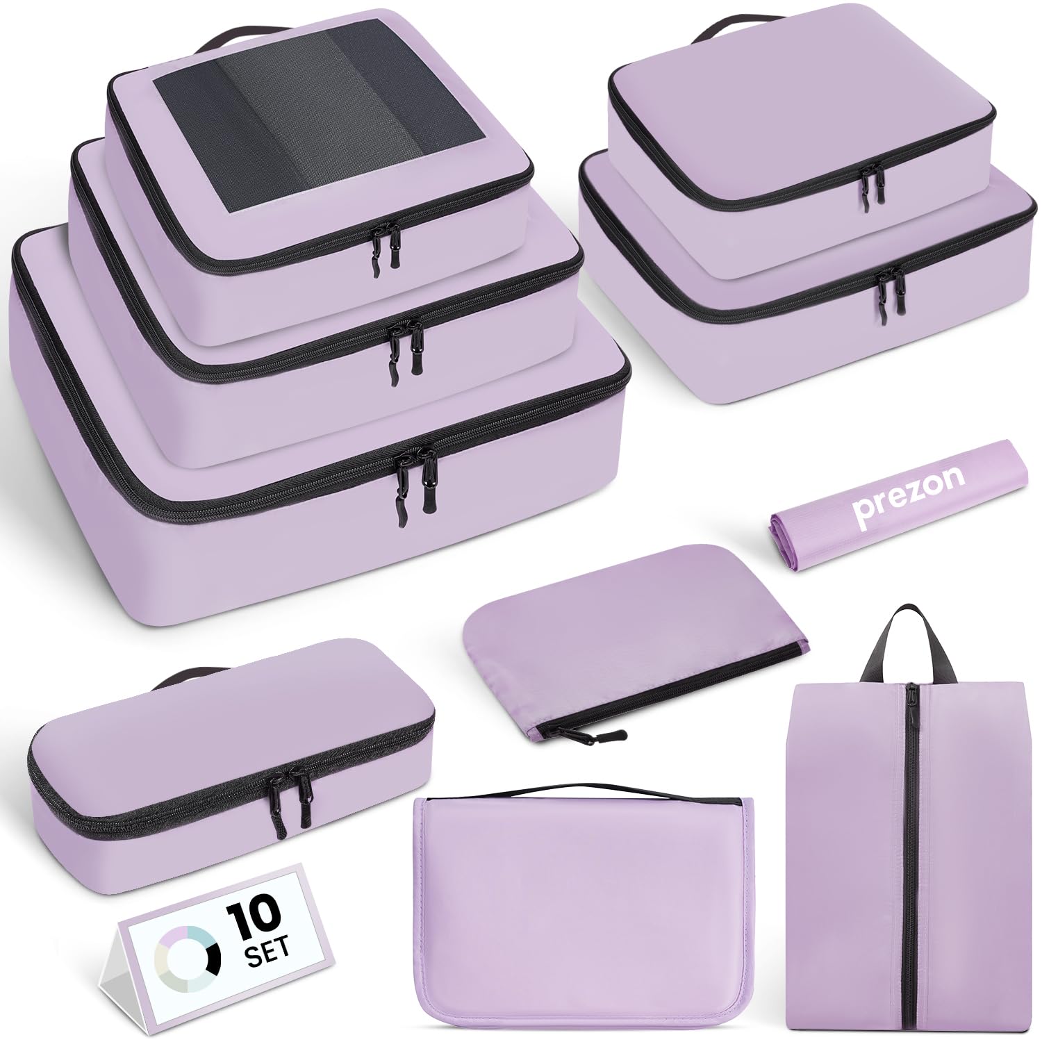 Packing Cubes for Travel | 10 Set Purple|Durable Luggage Organizer 4 Size(Extra Large, Large, Medium, Small),Comprehensive Cubes for Toiletry,