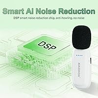Vista 6 de Amplificador de voz con micrófono lavalier inalámbrico, altavoz Bluetooth con micrófono de solapa, megáfono mini portátil recargable, sistema