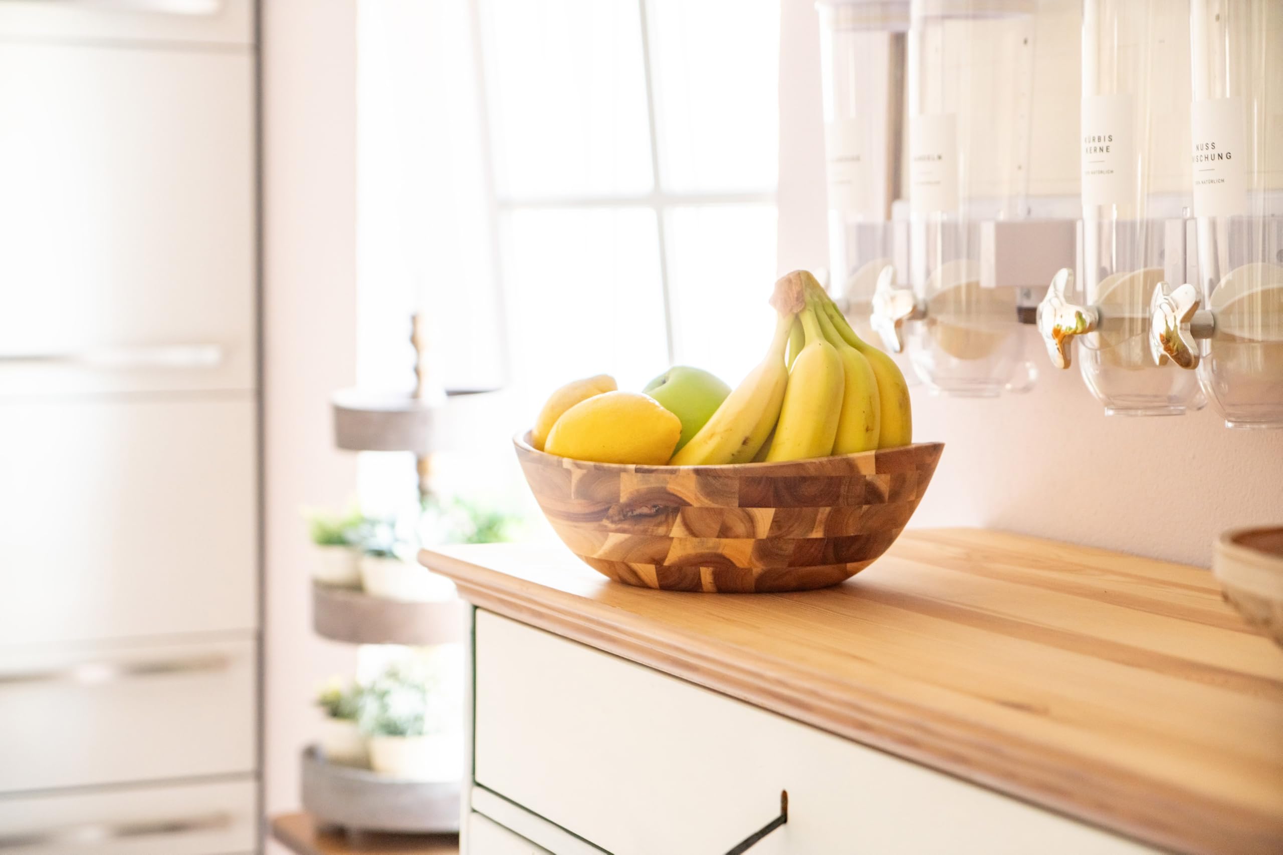 Decorasian Bol en bois d'acacia - Élégant saladier en bois - Idéal pour les salades, fruits ou pain - Bol en bois durable - Rustique - 30,5 cm