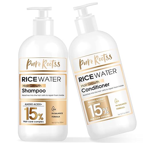 Champú de agua de arroz para el crecimiento del cabello, regeneración, adelgazamiento del cabello y anti pérdida de cabello, otoño con ingredientes