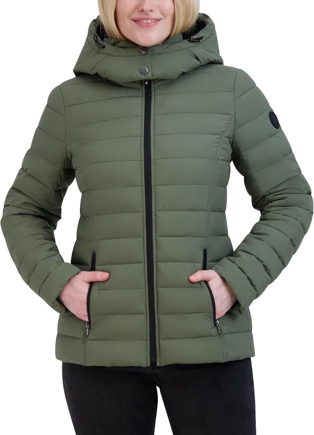 Nautica Women's Stretch Puffer Jacket –detachable Faux Fur Hood Midweight Water-resistant Coat