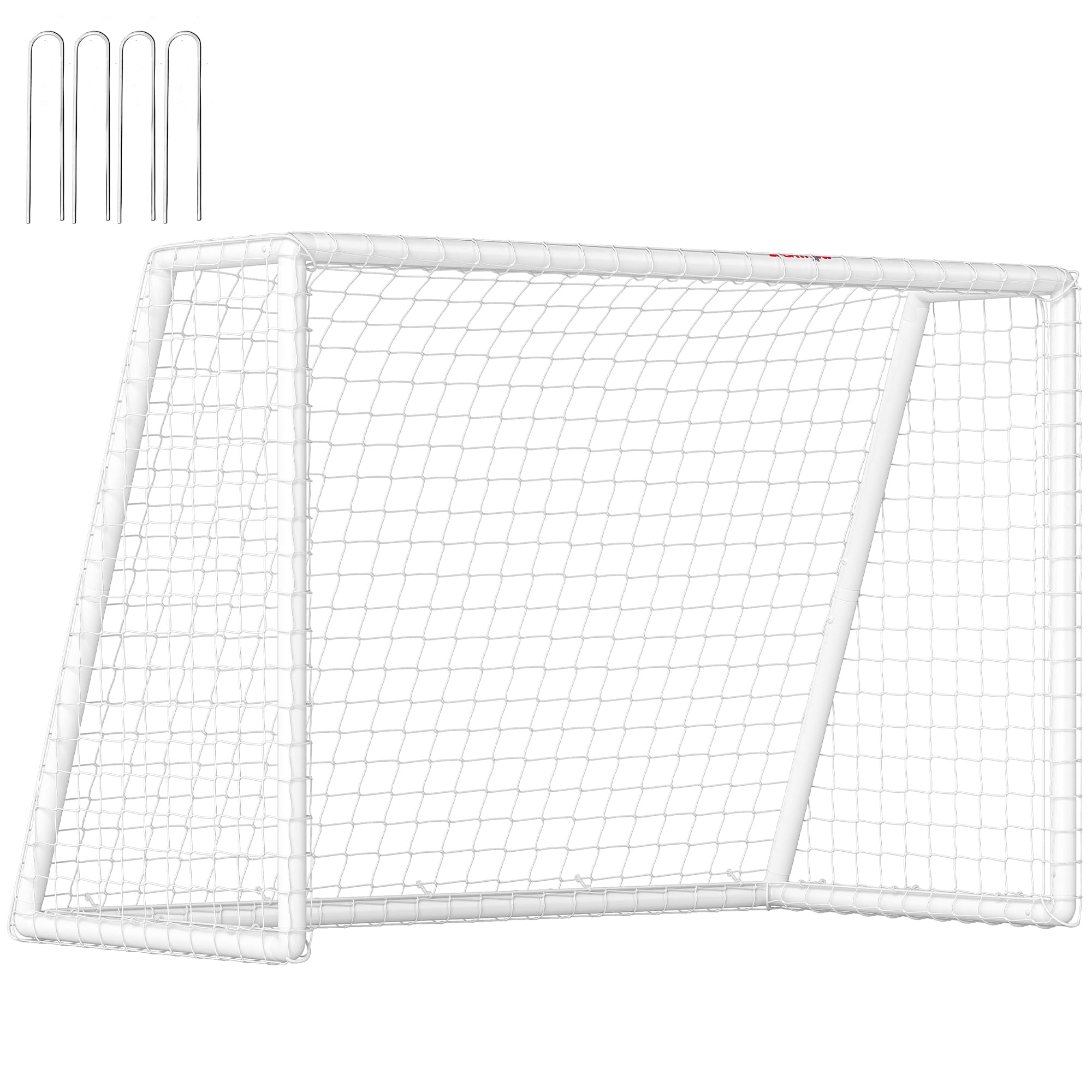 SPORTNOW But de Football avec Filet Poteaux en PVC Blanc