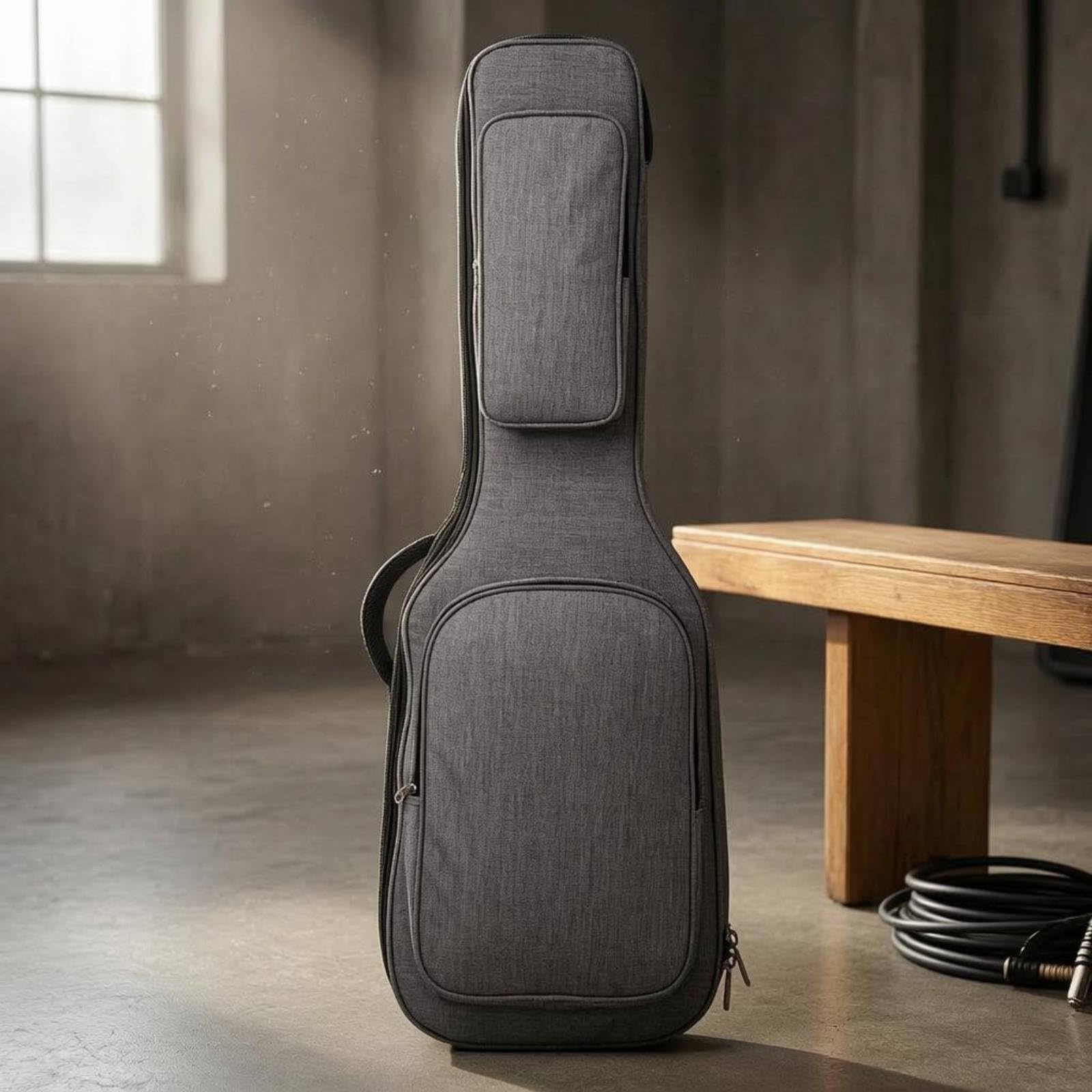 Qianly Bolsa Acolchada Guitarra Eléctrica Asas Transporte Funda Guitarra Eléctrica Ligera Accesorio Musical, Confortable con Forro De Franela Gris Niebla