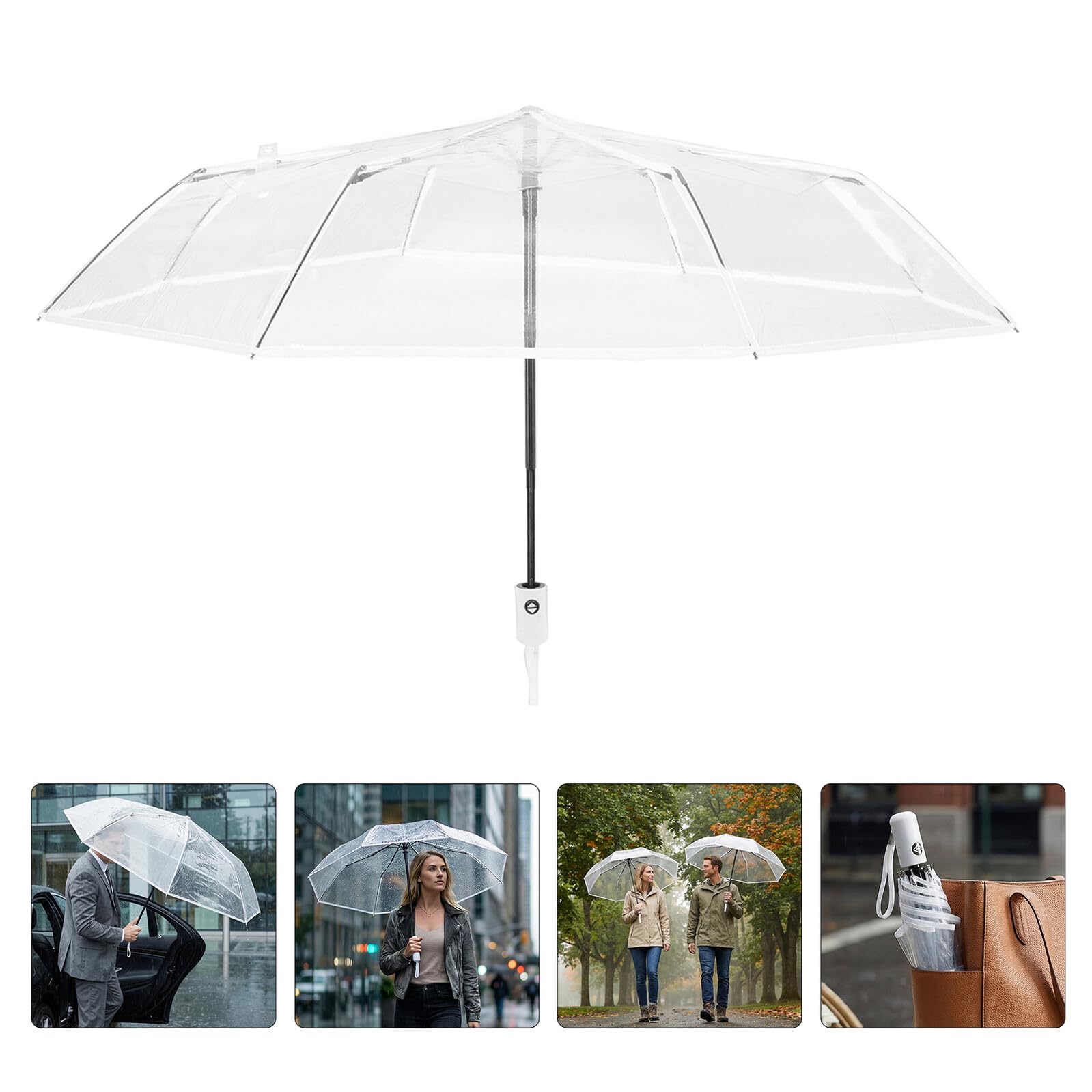 Alipis Paraguas Plegable Transparente 2 Piezas 41 Pulgadas Blanco