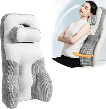 Adjustable Back Lumbar Support with Pillow for Office Chair, Big High Waist Back Support Pillow for Low Back and Neck Pressure Relief Improved Posture for Wheelchair Working, Car, Sofa