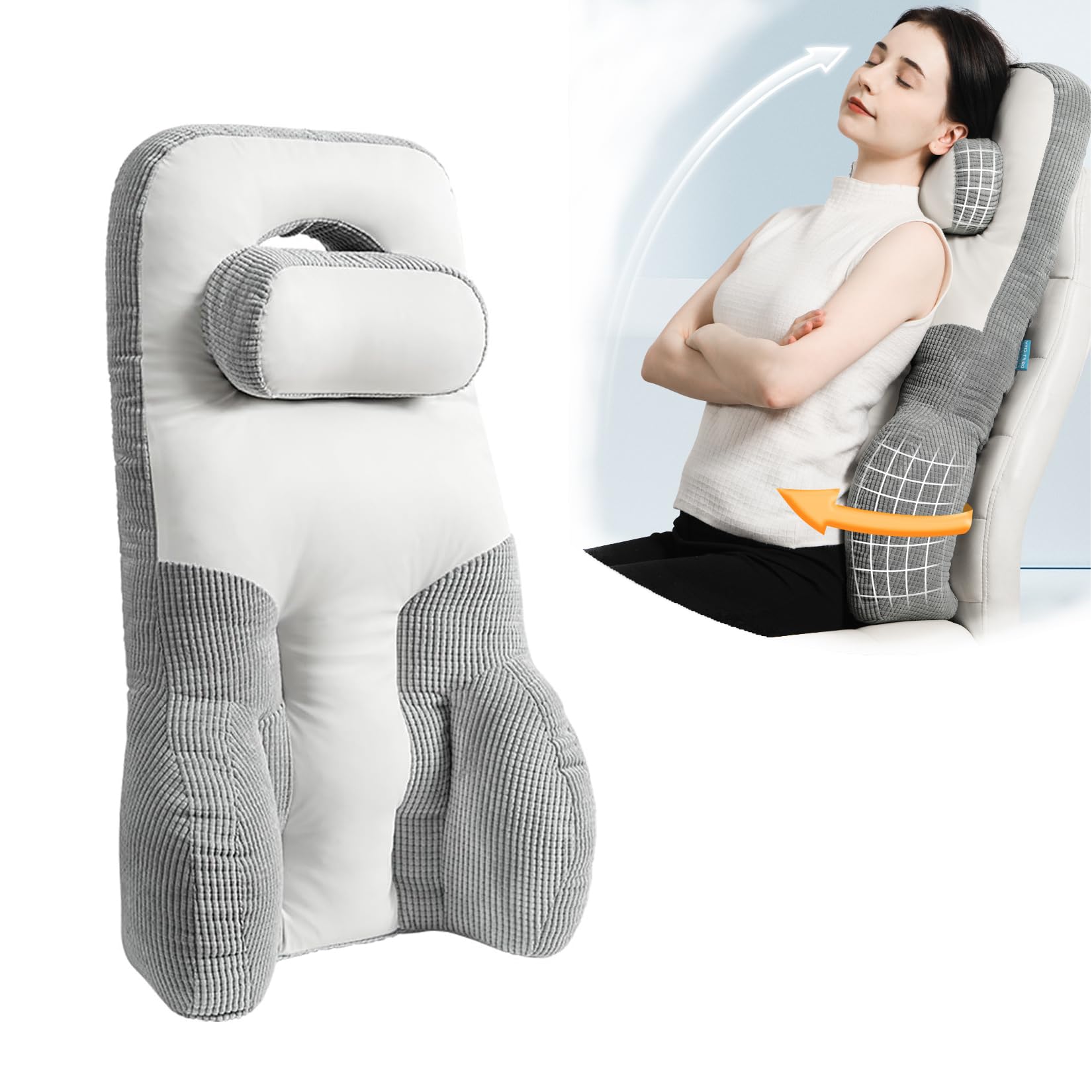 Cojín para Asiento Y Soporte Lumbar Cojín De Silla Oficina, Cojín De Coxis para Silla De Oficina Y Coche, Cojín Lumbar, Cojín Ortopédico para Sentarse Y Almohada para Soporte De Espalda