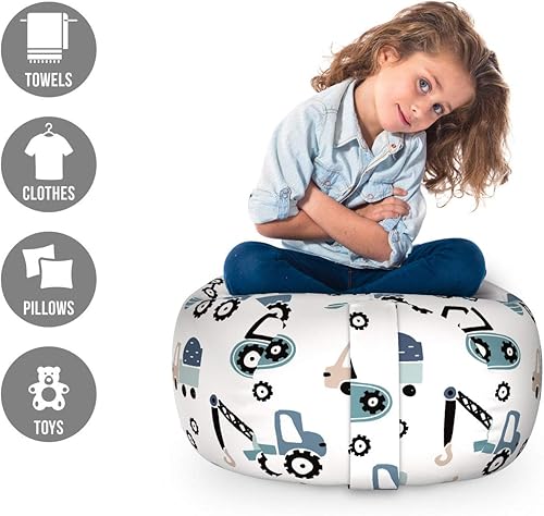 Miniatura 249 de Lunarable Silla de almacenamiento para adolescentes, coloridos patines de estilo retro, para actividades juveniles, para niñas y niños, divertido