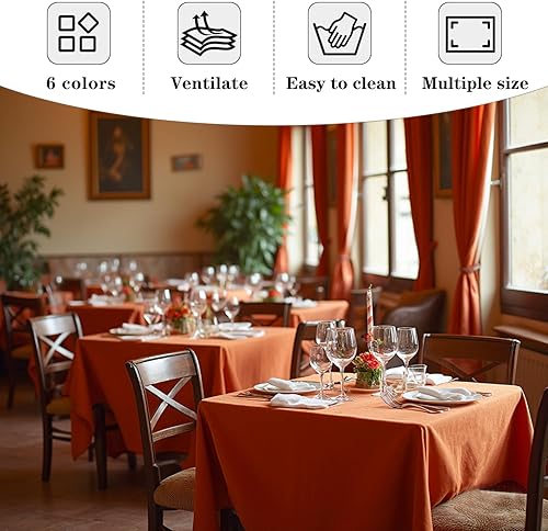 Miniatura 138 de Fitable - Paquete de 6 manteles redondos, resistentes a las manchas y lavables, manteles de tela de poliéster para bodas, fiestas, banquetes