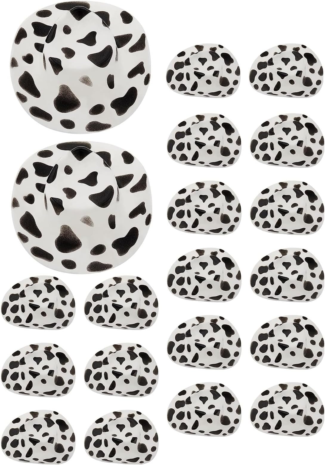 THE WHITE SHOP 20 Pieces Plastic Mini Western Cowboy Cowgirl Hat Miniature Cute Doll Hat Party Dress Hat for Dollhouse Decoration (Color : Cow, Size : 20PCS)