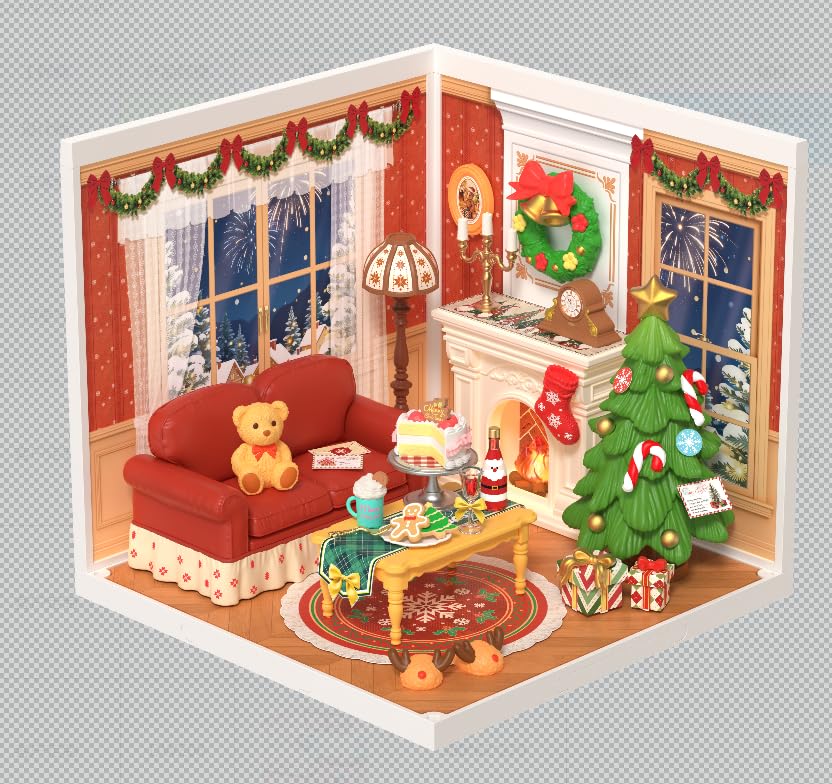 Rolife Super Creator, Casa delle Bambole Natale, Decorazione Scrivania & Libreria, Kit Craft Diorama per Ragazzi & Adulti (Twinkling Christmas Eve)