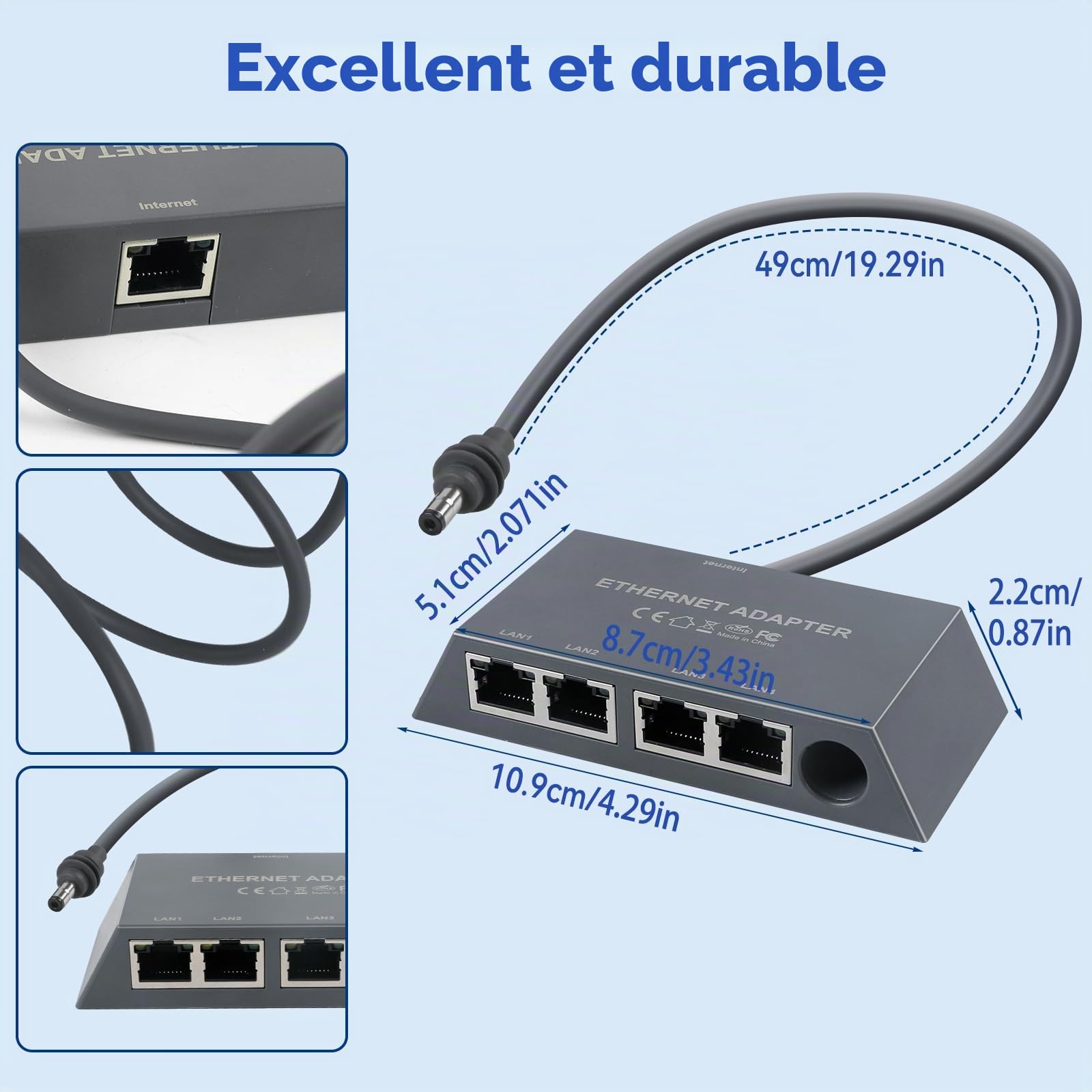 Adaptateur Ethernet 4 ports Starlink Gen 3/Mini, adaptateur RJ45 réseau externe, multi-ports 1 à 4 appareils, jusqu'à 1 Gbps