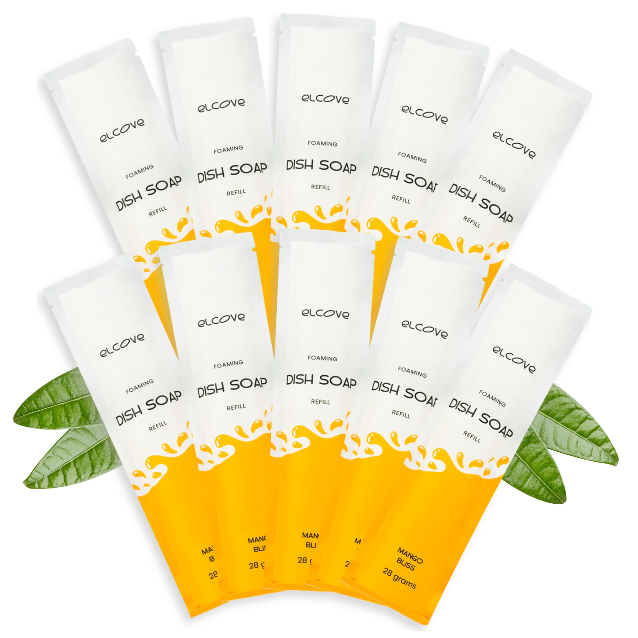 Ricarica di sapone per piatti in schiuma (set da 10), produce 3,400 g di detersivo per piatti in schiuma naturale, zero sprechi, formula ecologica per tagliare il grasso, delicato sulle mani