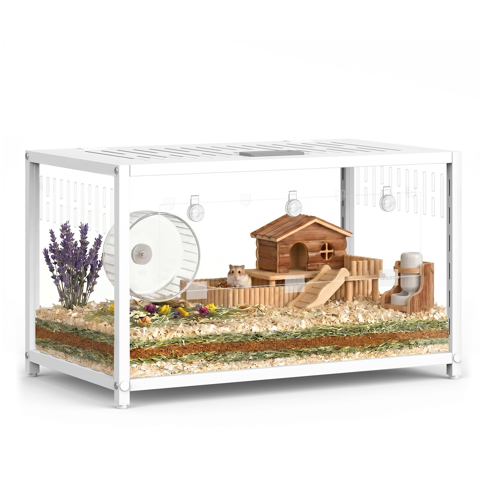 BORISI Hamster Cage 80x40x40 cm, Slot-Assembled, Escape-Proof, White