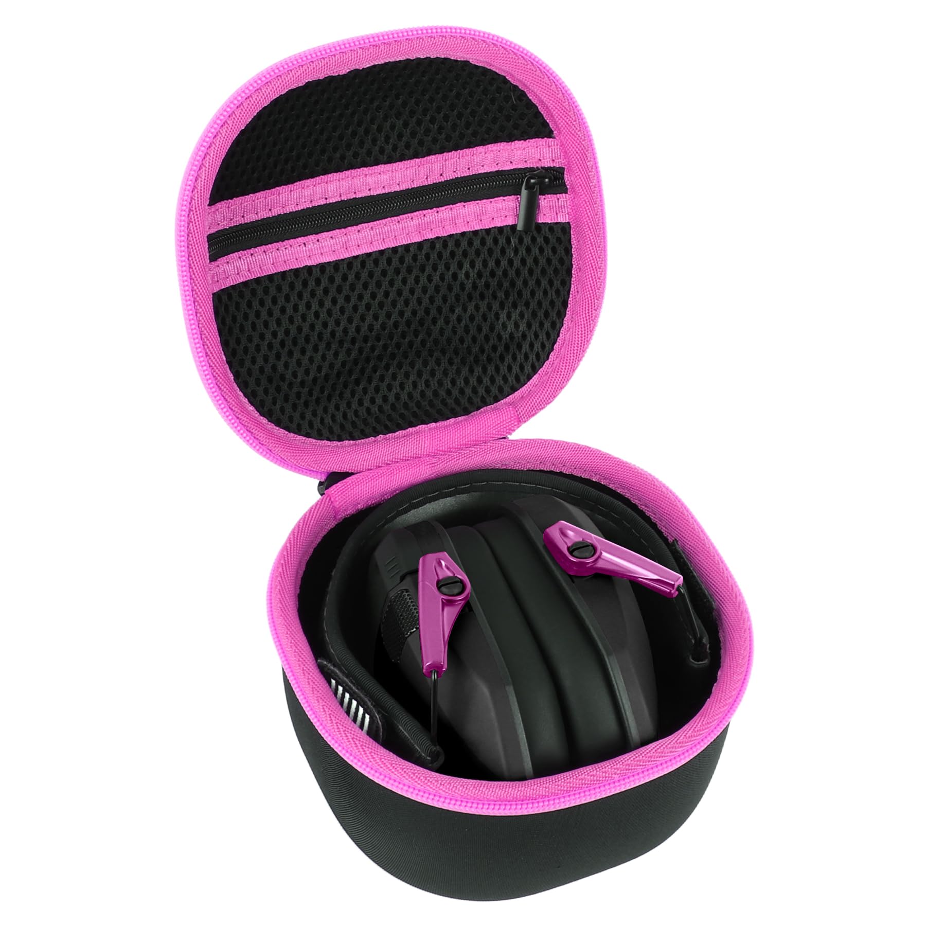 Peyyargo Hard Protective Case Compatible with Walker's Game Ear Razor Slim/PROHEAR 066/030 Shooting Hearing Protectors (Black+Magenta)