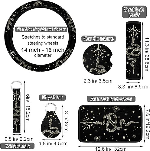 Miniatura 5 de Juego completo de 10 fundas de asiento de automóvil con estrella de luna, accesorios de automóvil para mujer, funda de asiento delantero, funda para