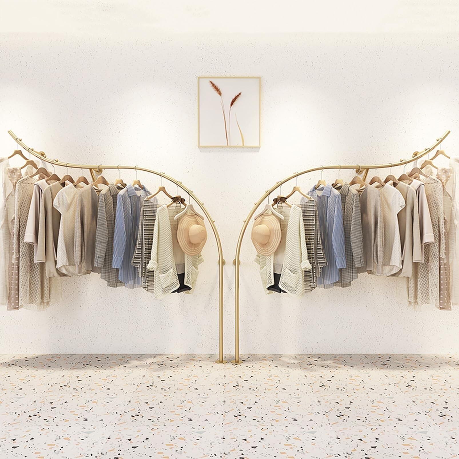 GTHTUHFD Wall Mounted Clothing Rack - Multipurpose Display Rod For Retail Boutique Store Shelving,A-350CM