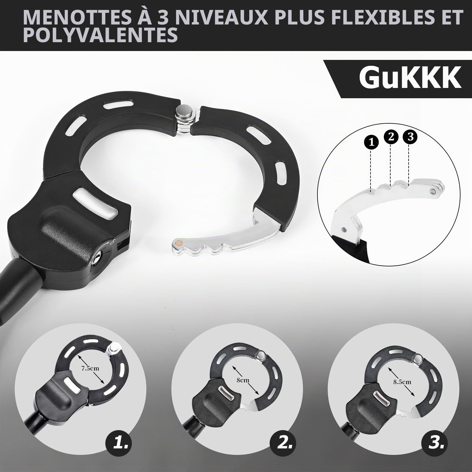 GuKKK Antivol Trotinette Electrique, 92CM Long Cadenas Trotinette Electrique, Cadenas Velo 8mm Ultra Résistant,1.5KG Robuste Chaînes Antivol pour Scooter Electriques, avec Clés et 3L Sac Etanche