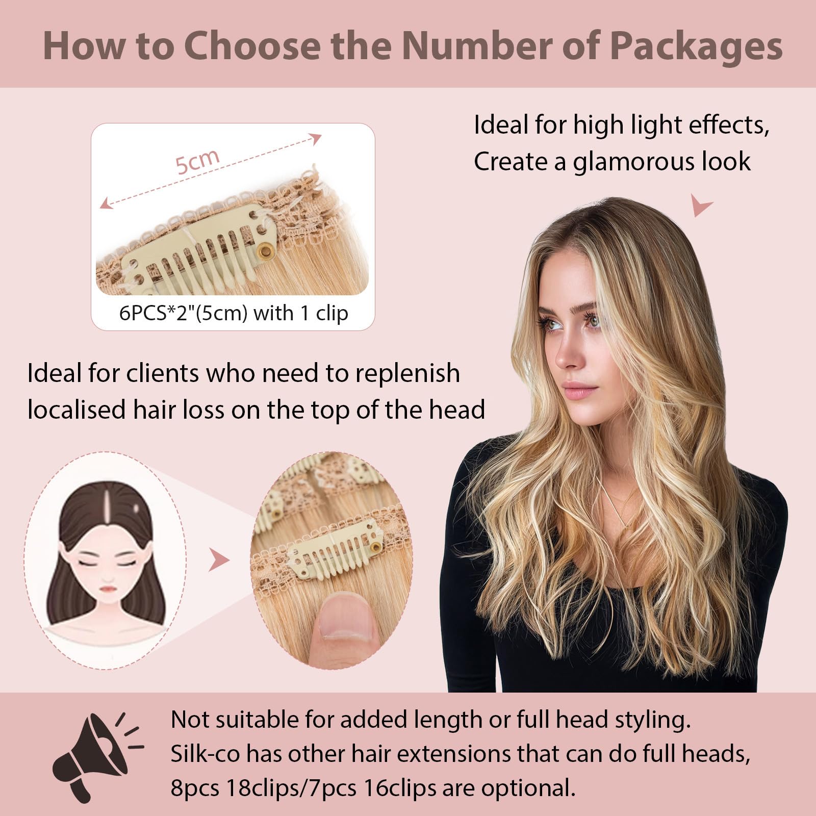 Silk-co Clip in Hair Extensions Real Human Hair Extension Double Weft With Lace Coverd Clip in Silky Straight Very Thin Highlight efffect for Women 6PCS 6Clip 10In #18P613 Ash Blonde&Bleach Blonde 31g - Image 3