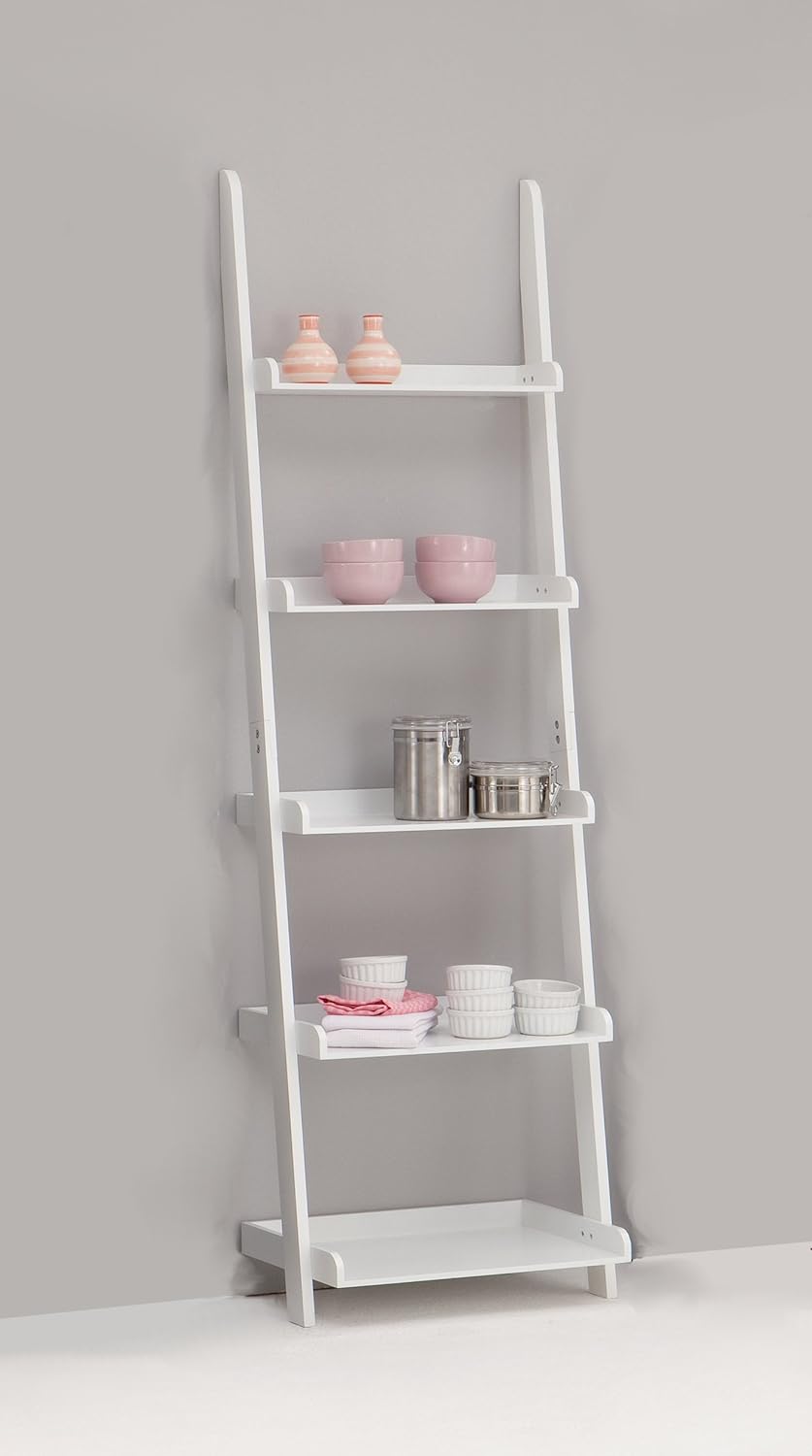 LEITERN White 5Tiered Ladder Shelf Bookcase Display Unit Amazon.co