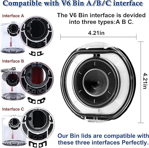 Miniatura 3 de Piezas de repuesto para tapa de depósito de polvo para modelos de aspiradora Dyson V6 DC58 DC59 DC62 DC72 DC74, cubierta de piezas de repuesto para
