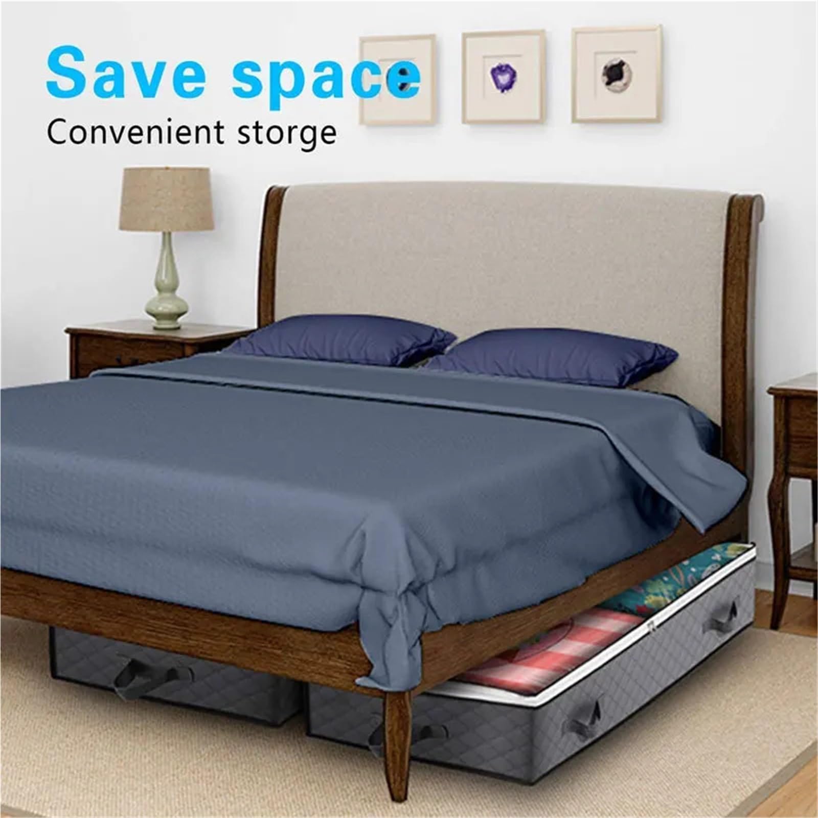 Organizador Debajo De La Cama Bolsa Plegable for Debajo de la Cama, Manta, Organizador de Ropa, Bolsa de Almacenamiento con Cremallera Transpirable for Dormitorio, 2 uds. para Ropa(Black)