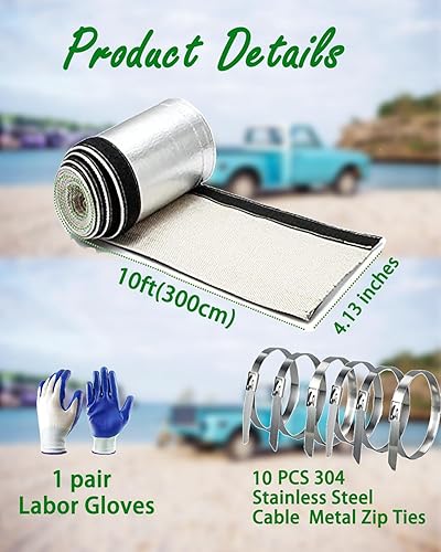 Miniatura 9 de Funda de protección térmica de alambre, 12 pulgada de diámetro interior x 3.3 pies, color plateado, funda de calor de alambre para máxima protección