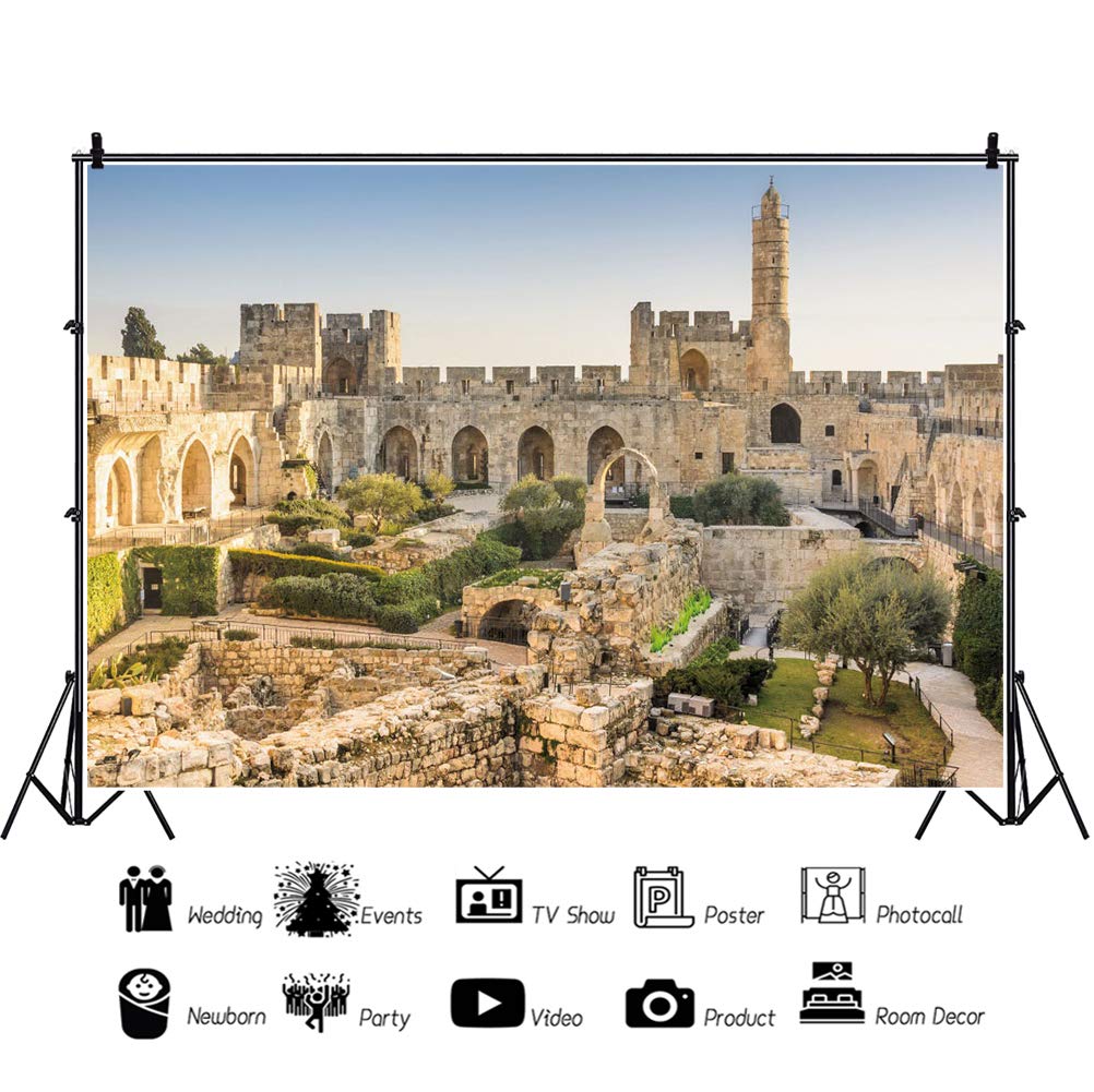 Amazon.com: Pnylzzyxh 耶路撒冷背景以色列歷史遺址背景老城大衛塔背景紀念主題肖像攝影背景10 x 8 英尺(約3.0 x 2.4  公尺)橫幅攝影工作室道具: 電子