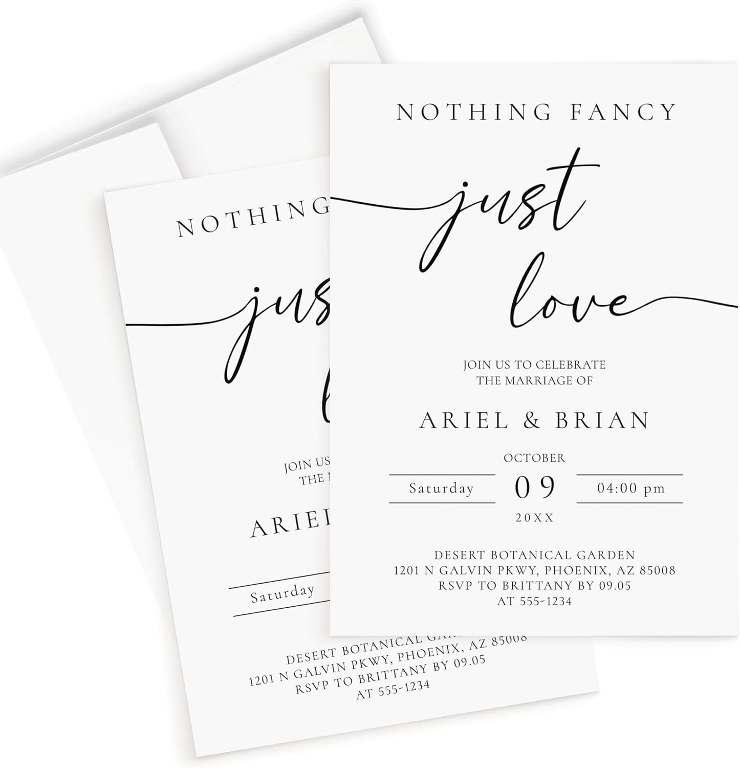 All Ewired Up Wedding Invitations and Envelopes, Nothing Fancy, Just Love, Personalized Large 5X7, Minimalist, Elopement Reception Invite, Modern Reception