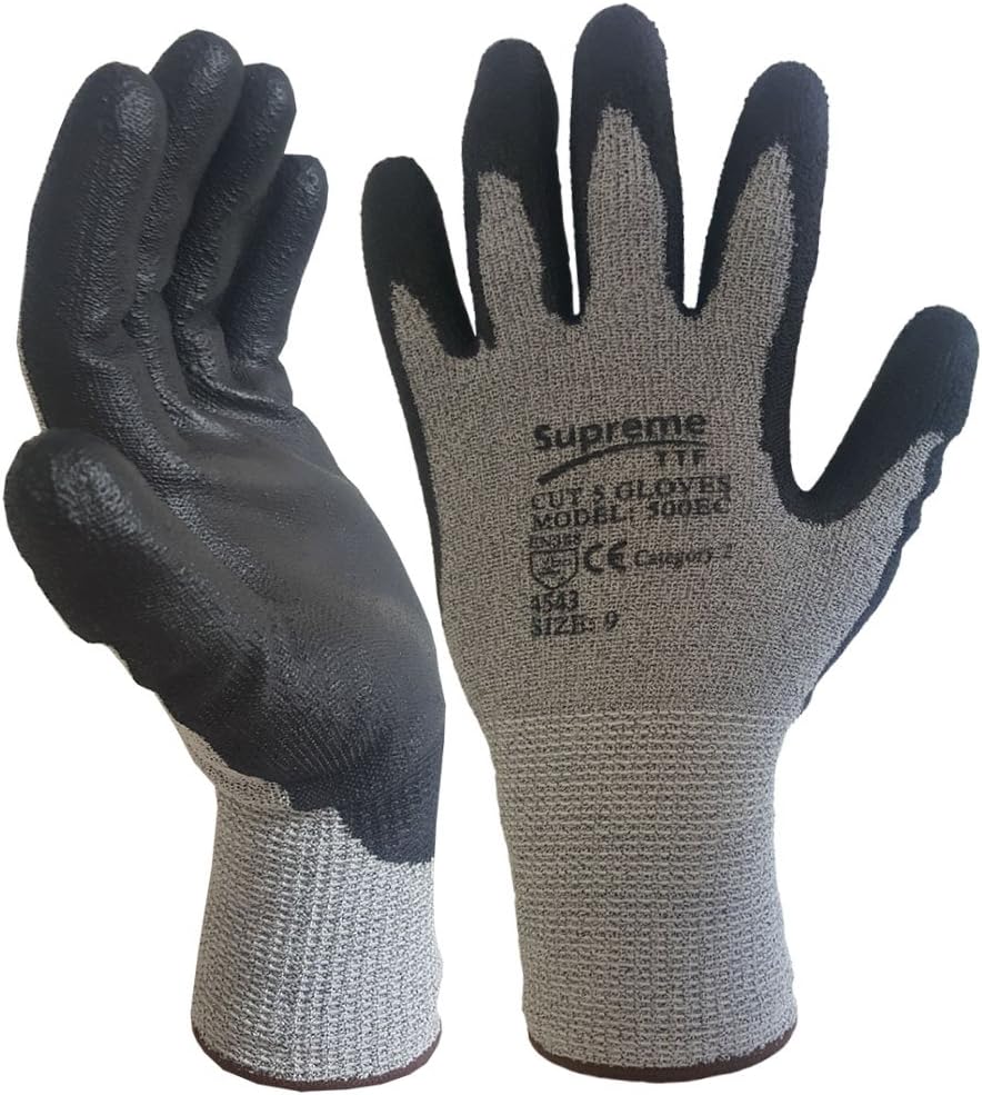 6 Pairs Level 5 Protection Anti Cut Proof resistant Nylon PU Work Safety Gloves (Large)