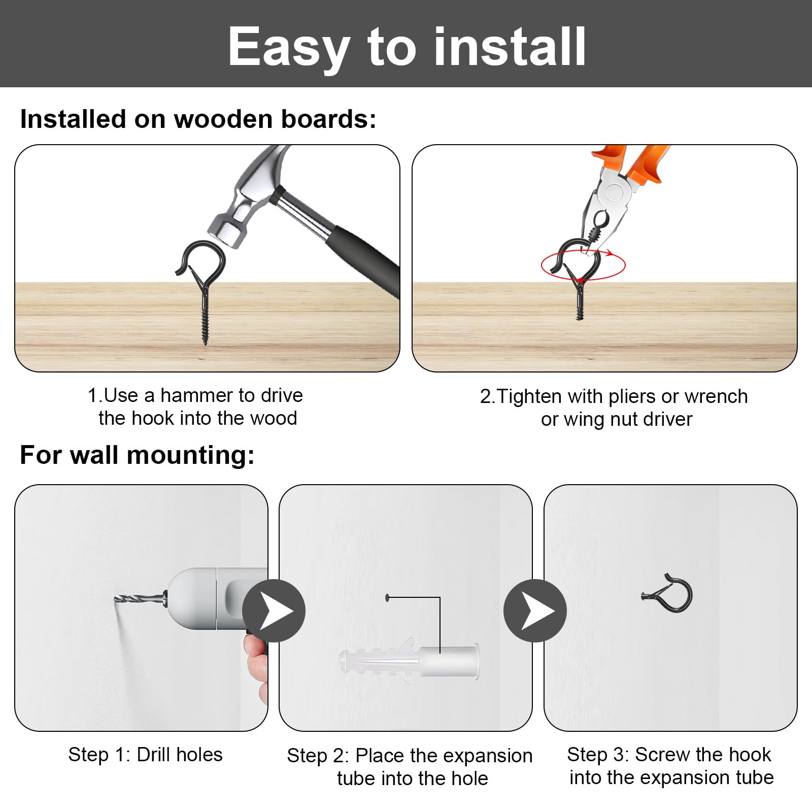 30 Ganci A Soffitto In Metallo Con Fibbia Di Sicurezza - Per Piante E Decorazioni