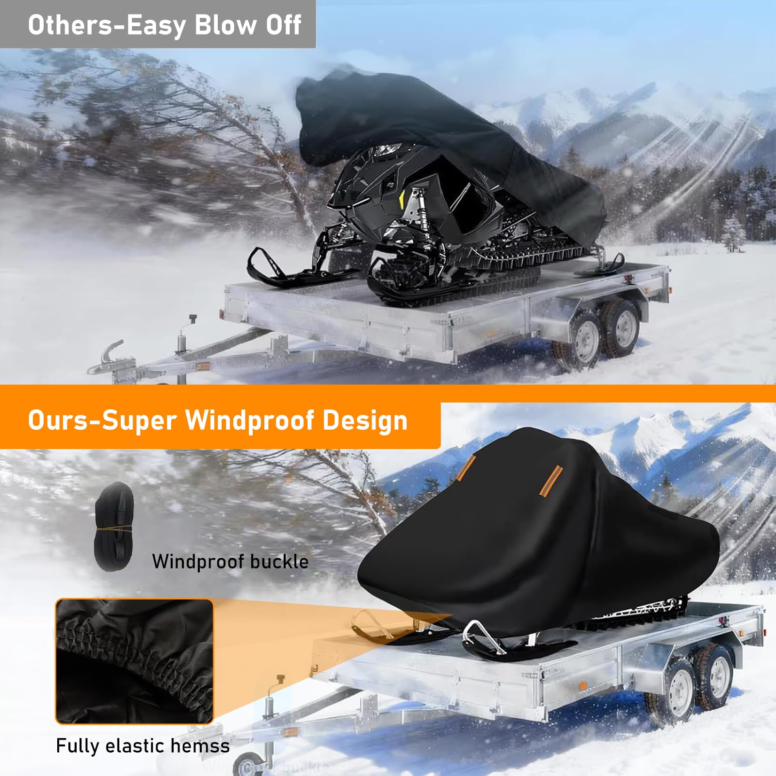 Copertura Motoslitta per Arctic Cat Bearcat WideTrack,Tessuto Oxford 300D per uso Invernale,Impermeabile e Resistente alla Polvere con Strisce Riflettenti