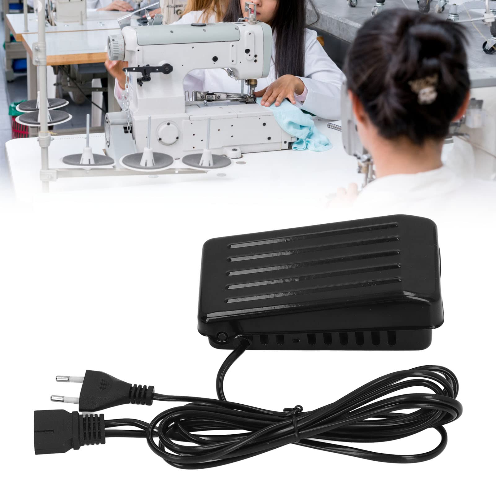 EU-Stecker 220 V Nähmaschinen-Fußanlasser Verhindern, Dass Eisenmaterial Rutscht 3-Port-Haushaltsnähmaschinen-Fußpedal