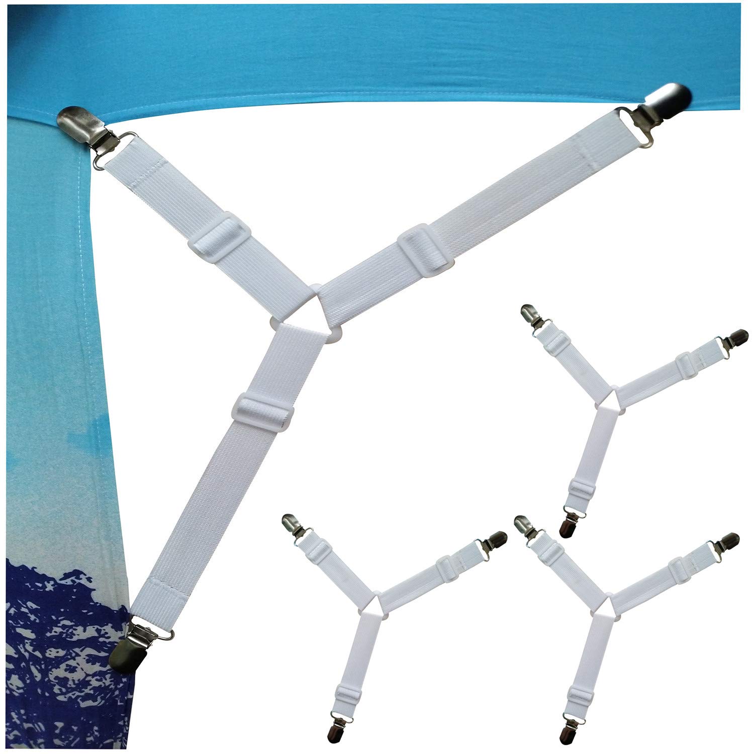 (4pcs White) - 4pcs/set Triangle Bed Mattress Sheet Clips Grippers Straps Suspender Fasteners Holder (4pcs White)