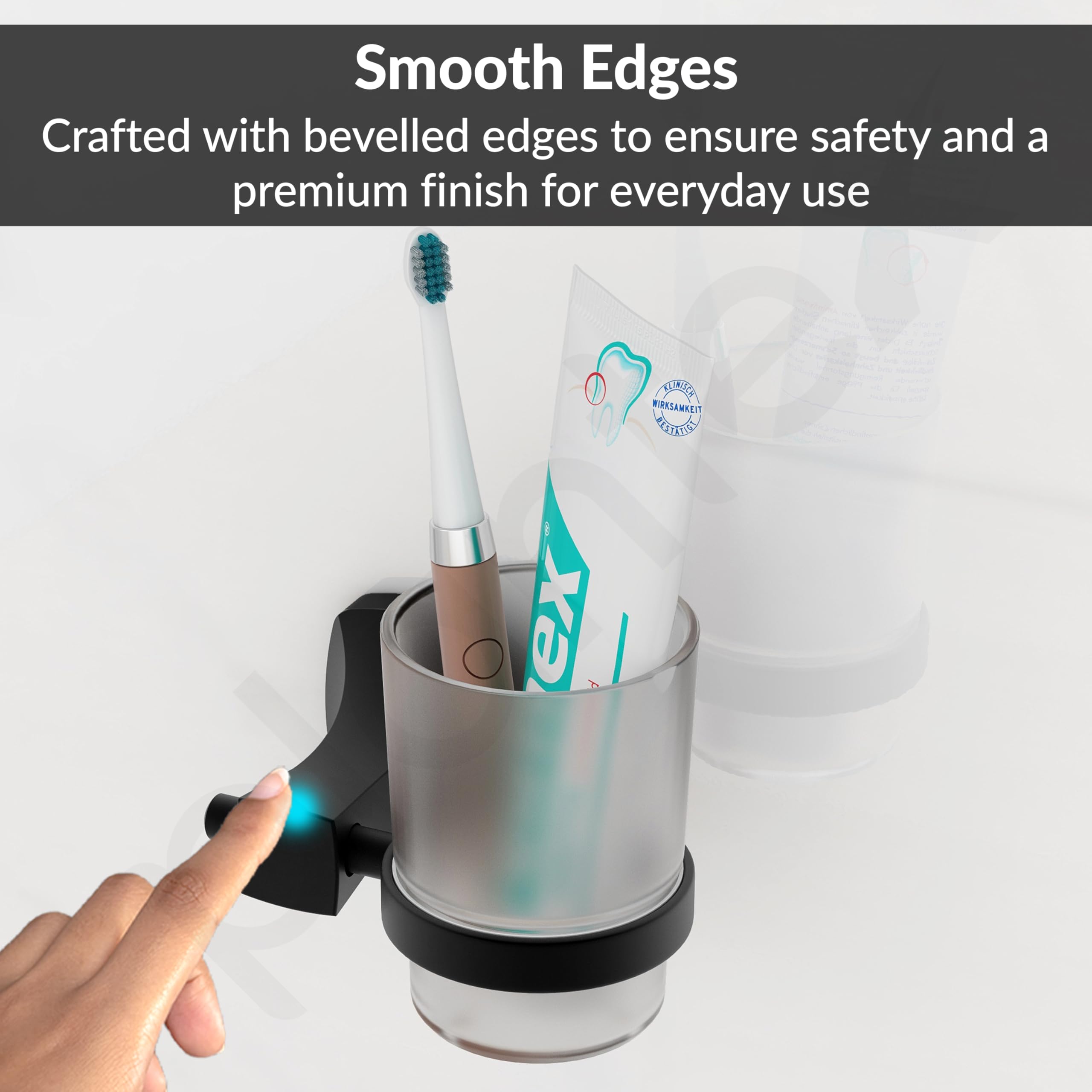 Plantex Space Aluminum Glass Tumbler Holder/Wall Mounted Tooth Brush Holder/Bathroom Accessories (Black) 4