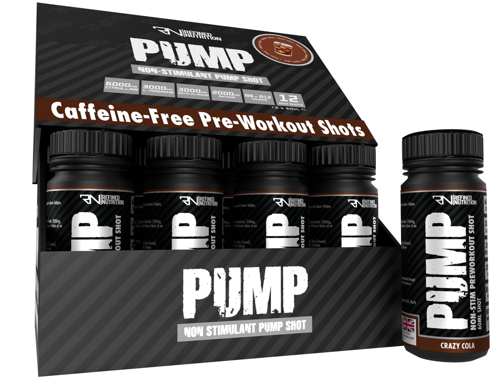 b12 injection pre workout Refined Nutrition Non Stim Pre Workout Shots (12 Bottles, Crazy Cola)