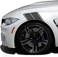 Vista 15 de (2) Calcomanías de vinilo para defensas de hash a rayas de carreras, par de calcomanías a rayas (3M dorado metálico)